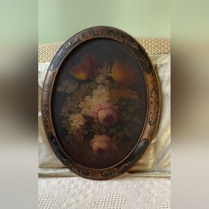 Antique 1880-1900 Floral Oval Wall Art